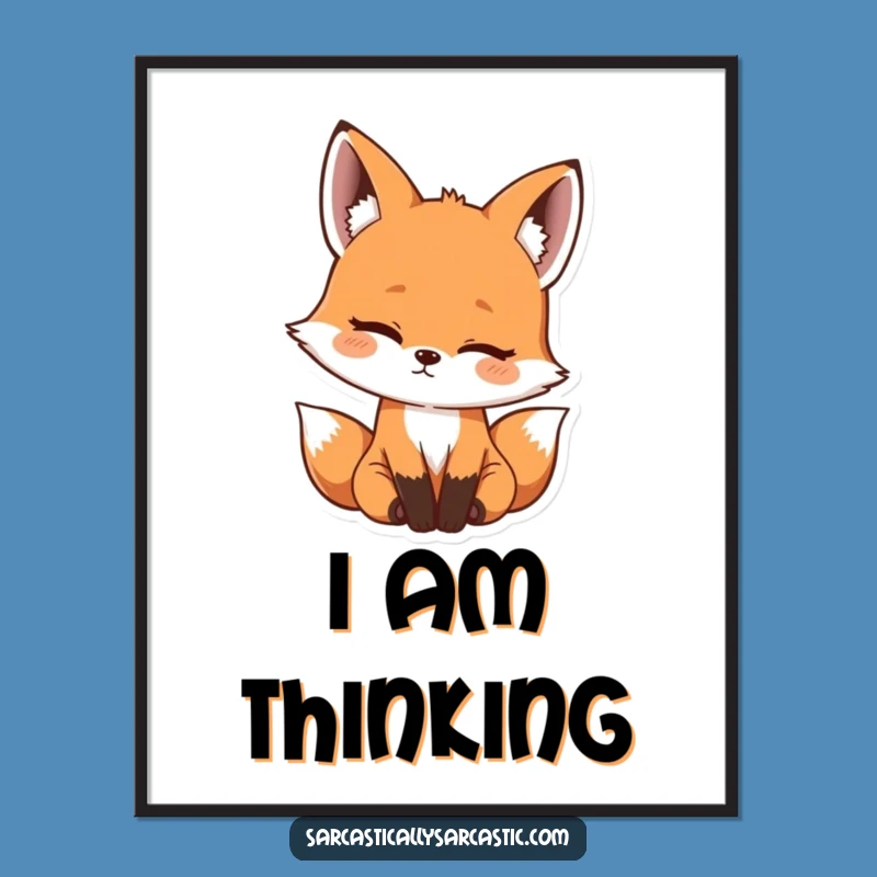 Funny Kawaii Fox Digital Art: Amused Head Tilt Wall Decor, Instant Funny Gift Download
