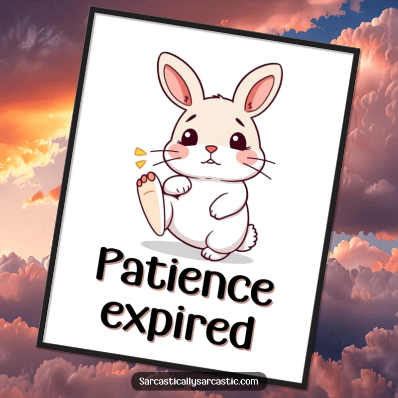 Funny Kawaii Rabbit Digital Art Print: An amusingly impatient bunny tapping its foot, ready for funny digital display.