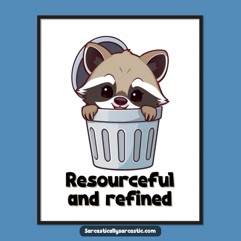Funny Raccoon Trash Digital Art: Instant Mischief for Walls - A Charming Funny Art Gift