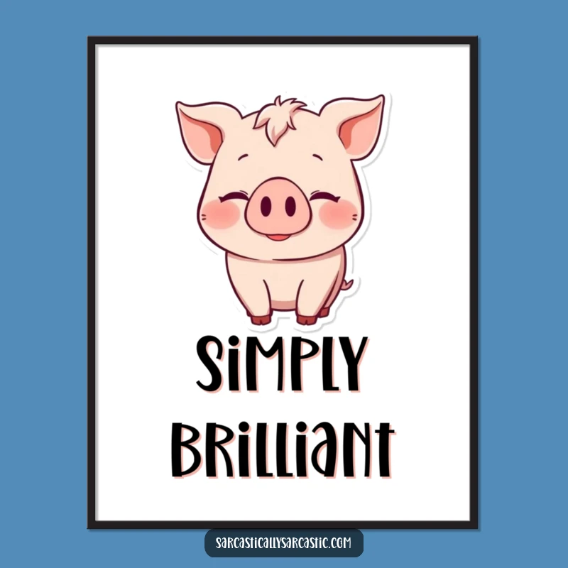 Funny Knowing Pig Digital Art Print: Hilarious Decor for a Subtle Space
