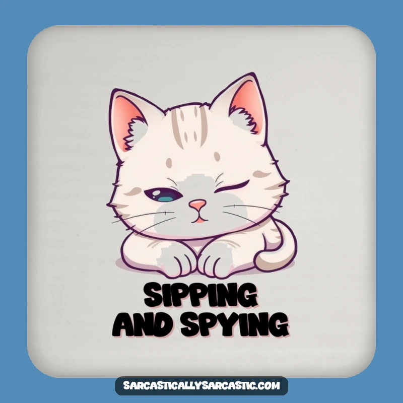 Funny Cat Sleep Coaster Set: Protect Surfaces with Feline Flair