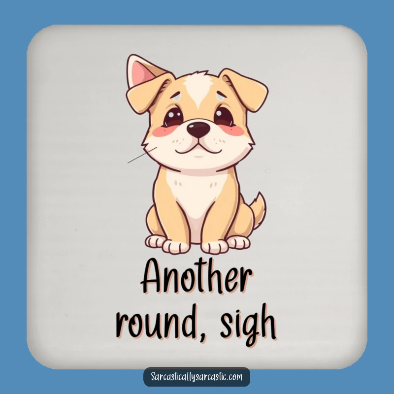 Funny Dog Sigh Coaster Set: Protect Surfaces with Canine Drama