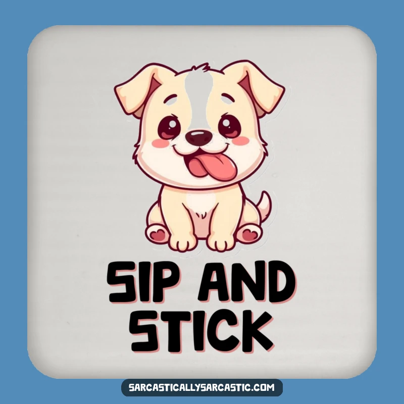Funny Dog Tongue Out Coaster: Playful Pup's Drink Protection