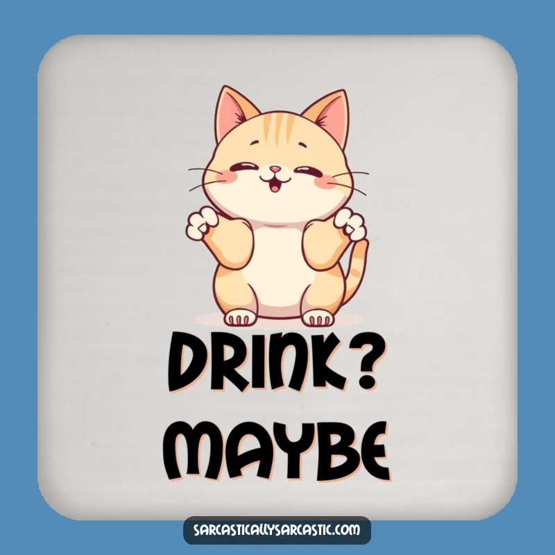 Funny Kawaii Cat Shrug Coaster - Protect Surfaces with Feline Indifference