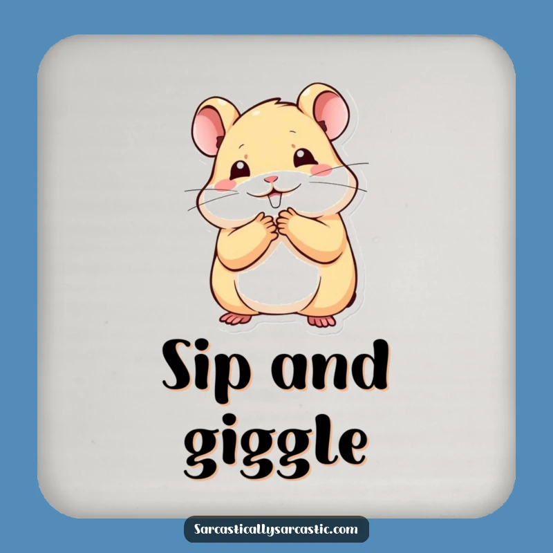 Funny Kawaii Hamster Coaster: Protect Surfaces with Stifled Smile, Perfect Funny Gift