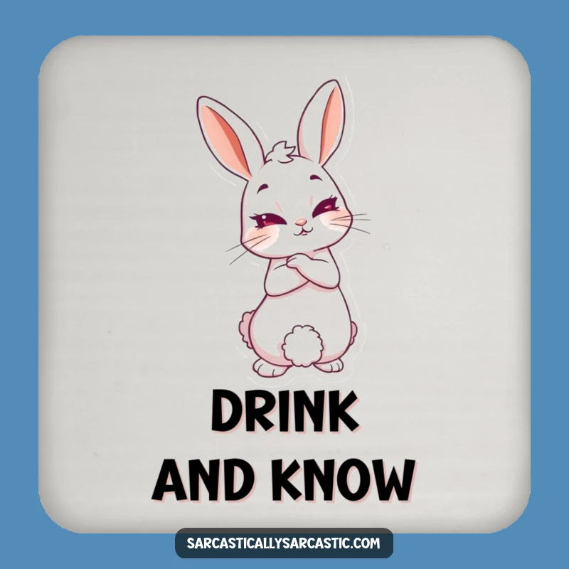 Funny Knowing Rabbit Coaster - Sly Character Decor, Protects Surfaces with Humor