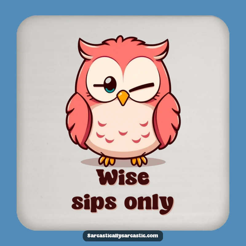 Funny Owl Knowingly Close Eye Coaster: Protect Surfaces with Wise Humor