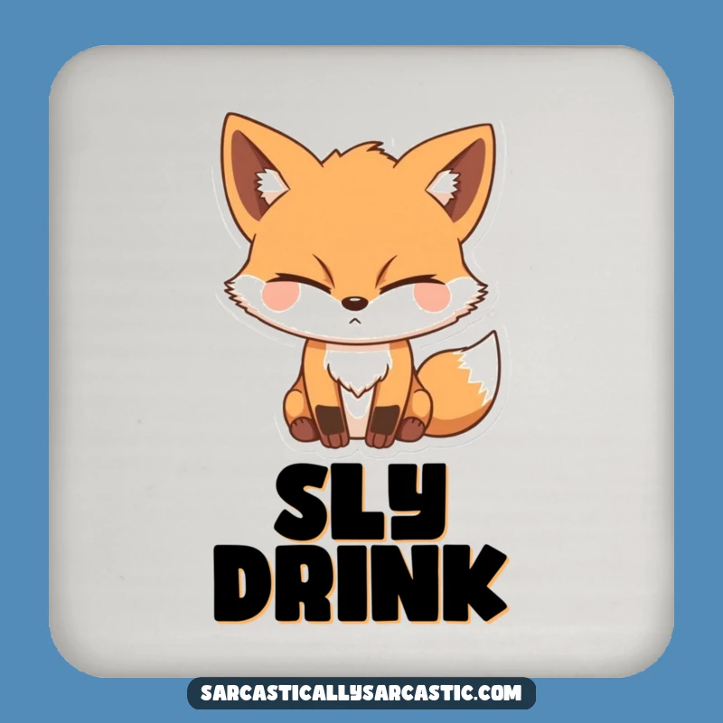 Funny Sly Fox Drink Coaster: Protect Surfaces with this Winking Character