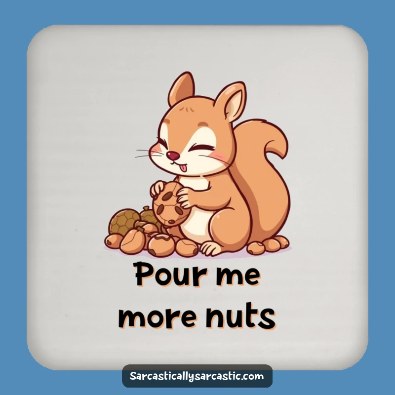 Funny Squirrel Hoarding Nuts Coaster: Protect Surfaces with Cunning!