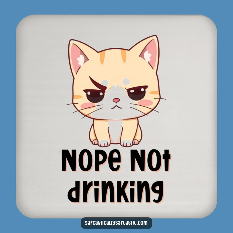 Funny Unimpressed Cat Coaster - Sarcastic Feline Decor, Protects Surfaces with Humor