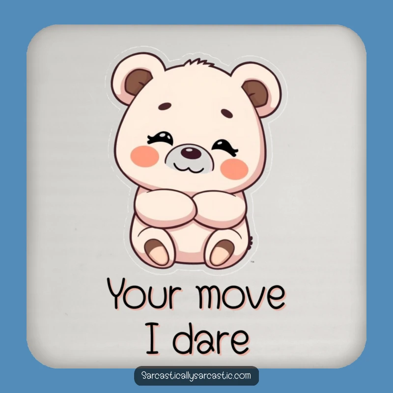 Kawaii Bear Smirk Coasters, Cute Protection with a Wink