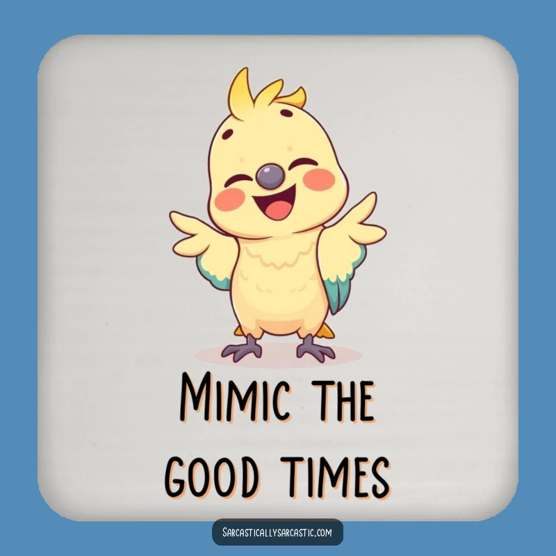 Funny Parrot Mimicking Gesture Coaster: Protect Surfaces with Humor!