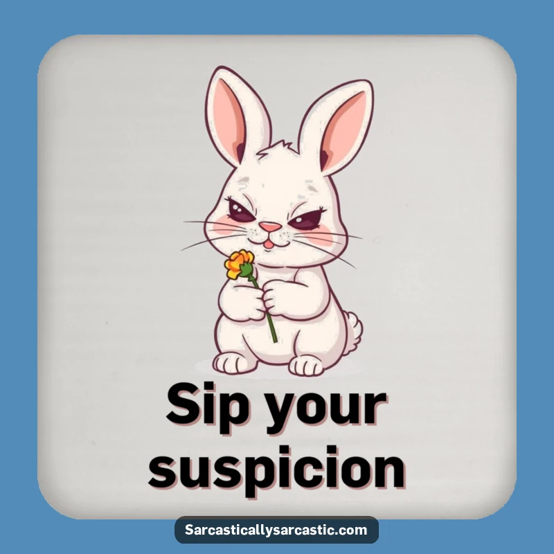 Funny Sly Rabbit Coaster - Whimsical Drink Protector - Ideal Funny Gift
