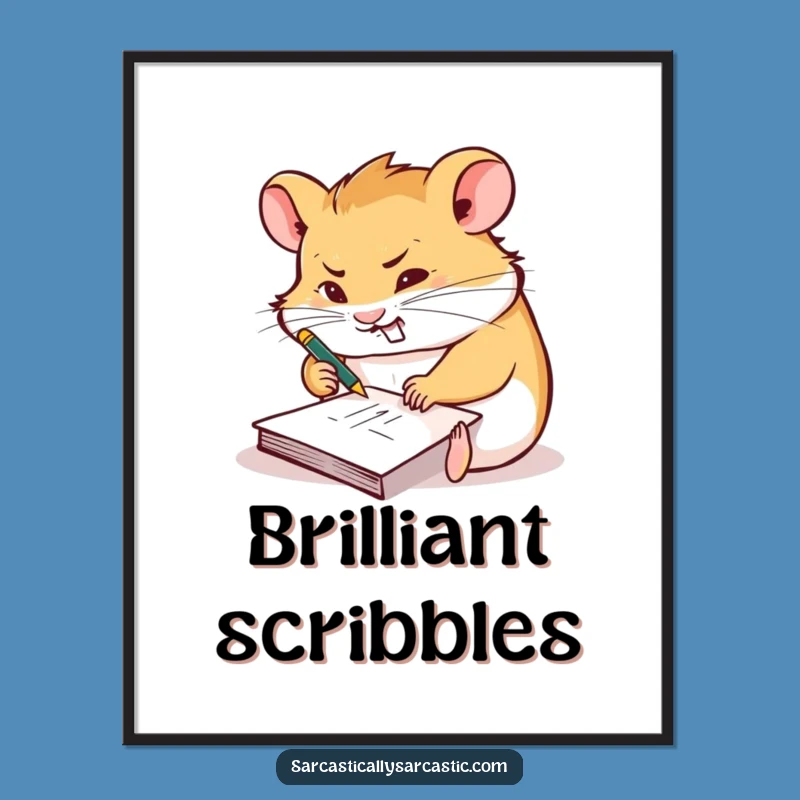 Funny Scribbling Hamster Poster: Inspire Your Workspace with Genius Humor!
