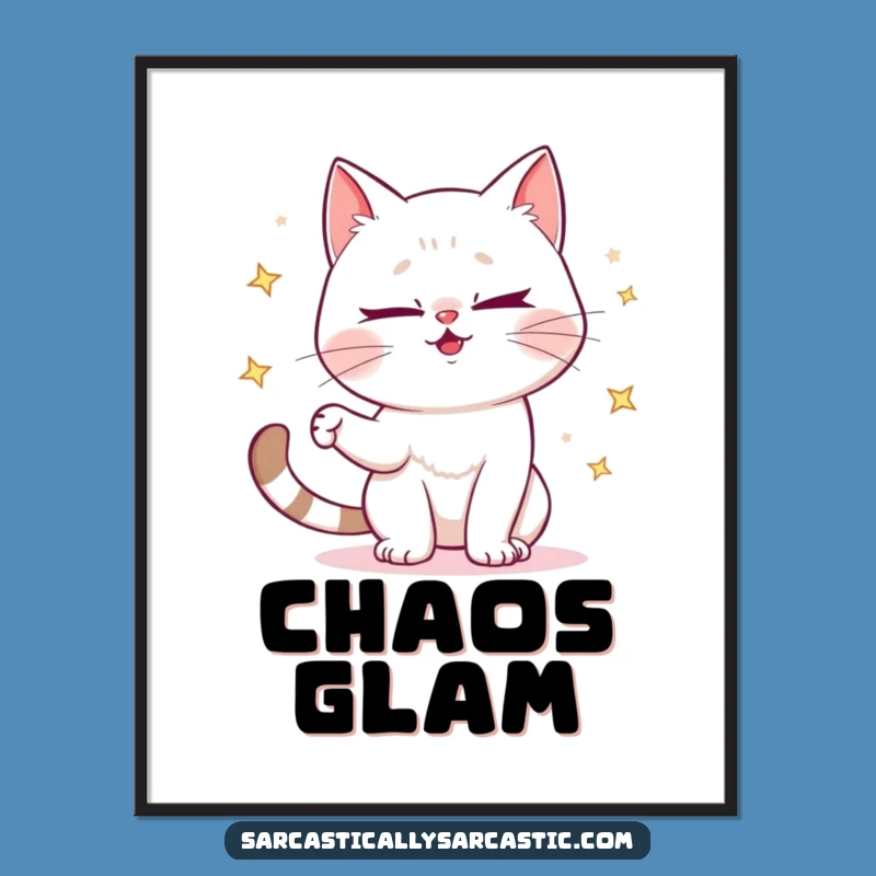 Funny Cat Poster - Mischievous Wink Sparkle Wall Art Gift