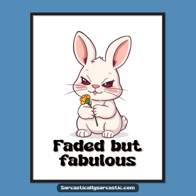 Funny Sly Rabbit Poster - Cheeky Garden Art - Perfect Funny Gift