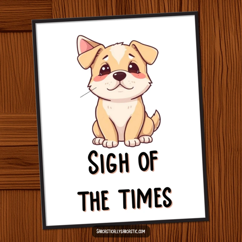 Funny Poster capturing a dog dramatically sighing while looking away, adding humorous and relatable decor.