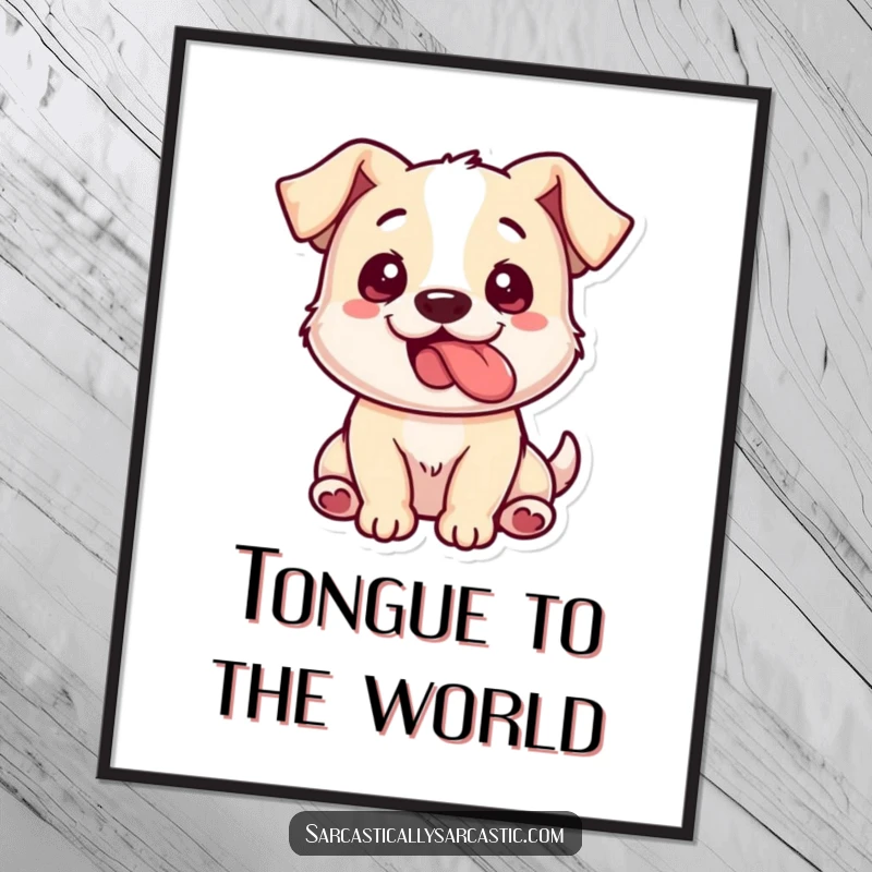 Funny Dog Poster: A dog playfully sticks its tongue out from the side, bringing humorous joy to wall art.