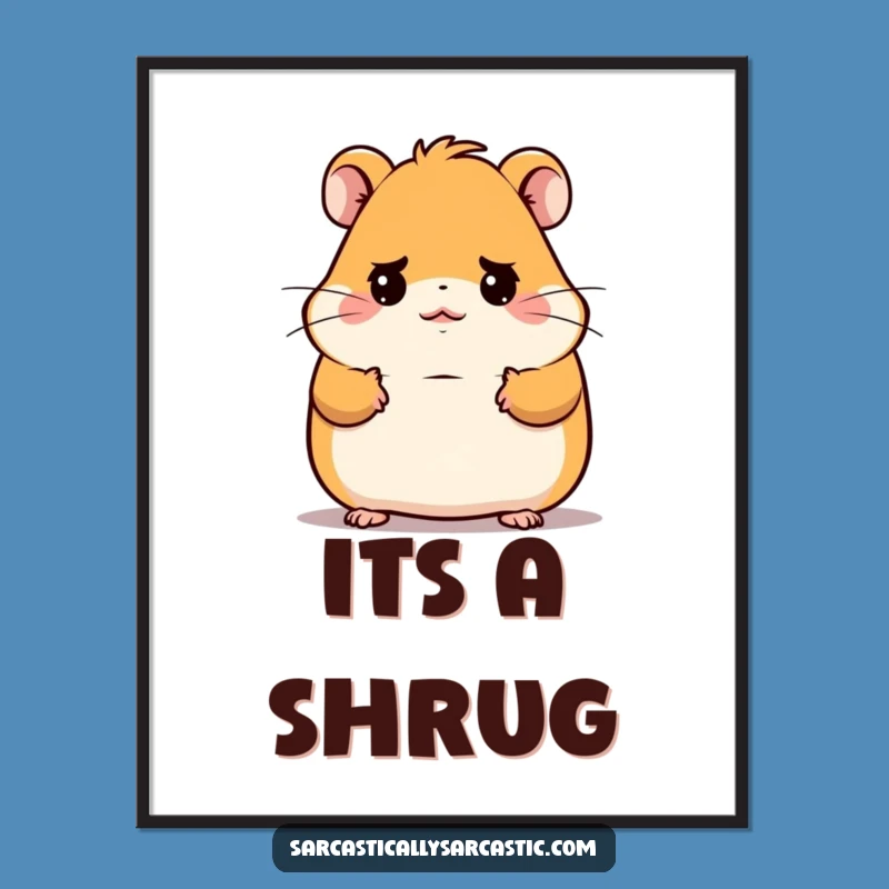 Funny Kawaii Hamster Poster: Deadpan Shrug Art, Hilarious Wall Decor Funny Gift!