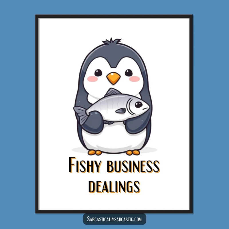 Funny Penguin Fish Poster: Deadpan Art for the Discerning