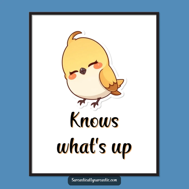 Funny Bird Poster: Smirking Head Cock Character Art, Humorous Wall Decor Gift