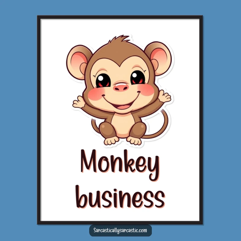 Funny Monkey Poster: Primate Grin Art, A Quirky Funny Gift For Walls