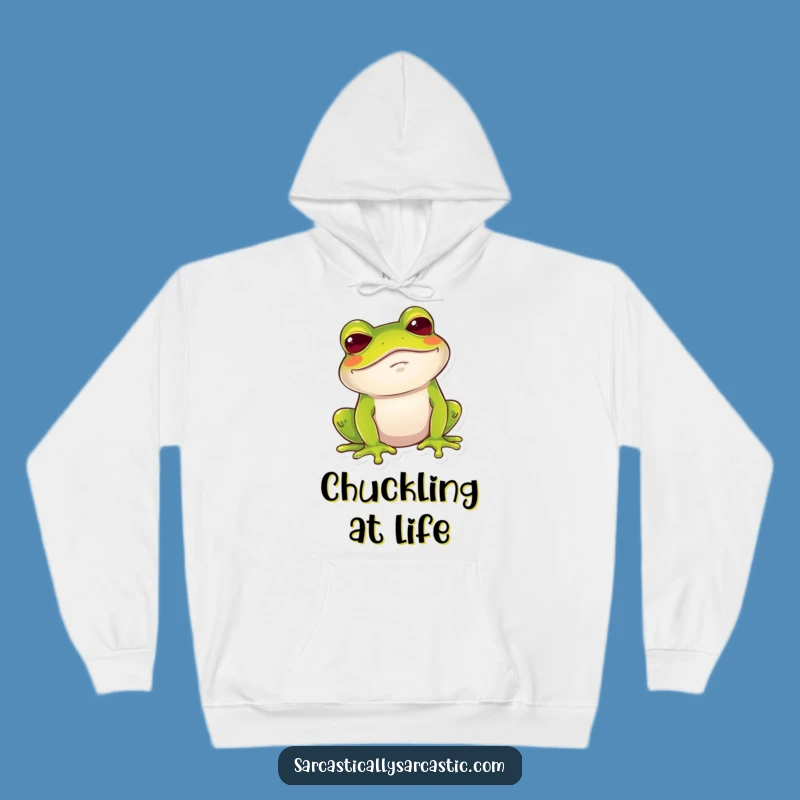 Funny Frog Chuckle Hoodie: Cozy Amused Brow Raise Hoodie
