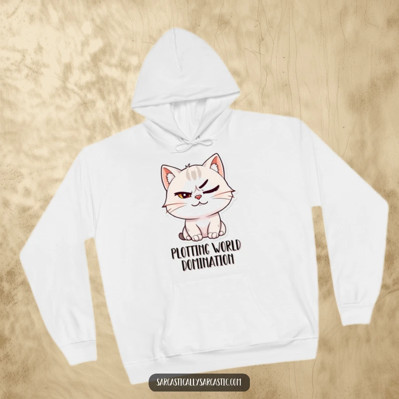 Comfortable funny cat smirk hoodie, featuring a sassy cat with a raised eyebrow, perfect for casual, confident wear.