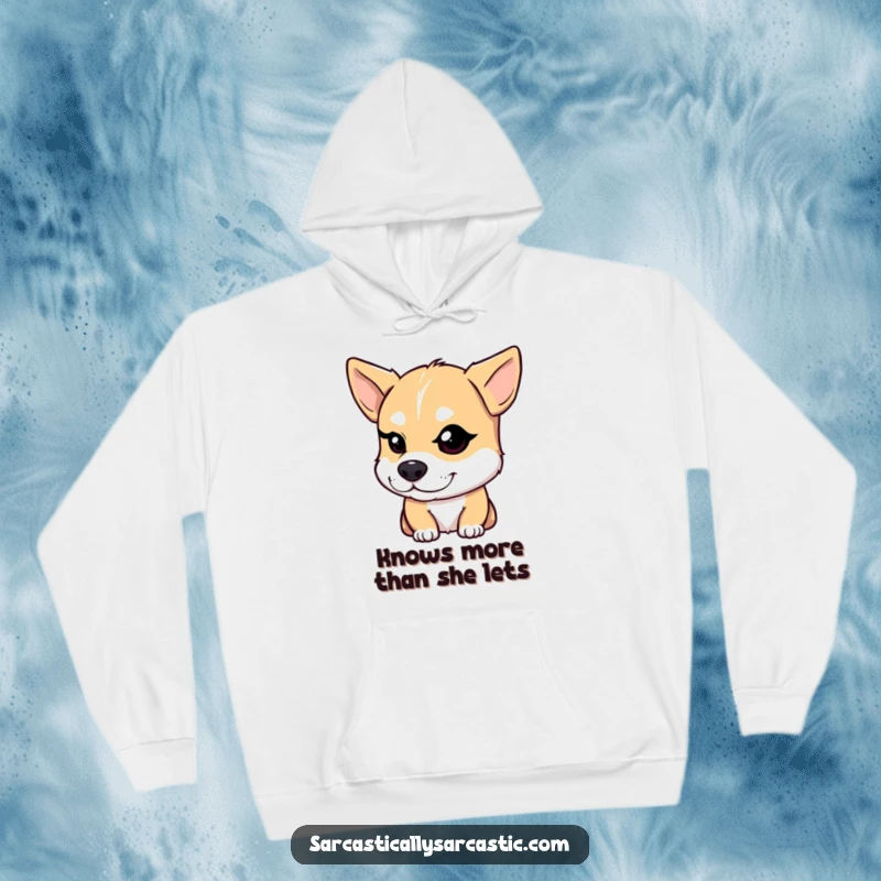 Funny Dog Hoodie: A dog with a knowing smirk winks one eye, offering cozy humor and playful style.