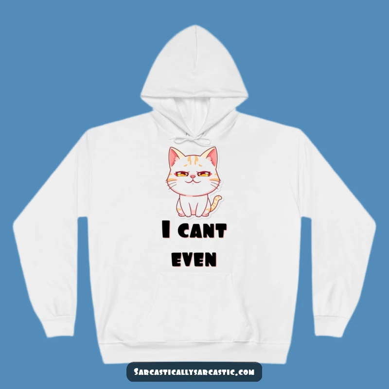 Funny Kawaii Cat Rolling Eyes Hoodie - Cozy Exaggerated Expression Sweatshirt Gift