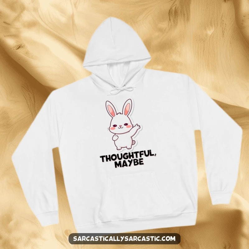 Funny Hoodie: Kawaii rabbit giving a slow, deliberate nod, embodying a calm and agreeable personality, a perfect funny gift.