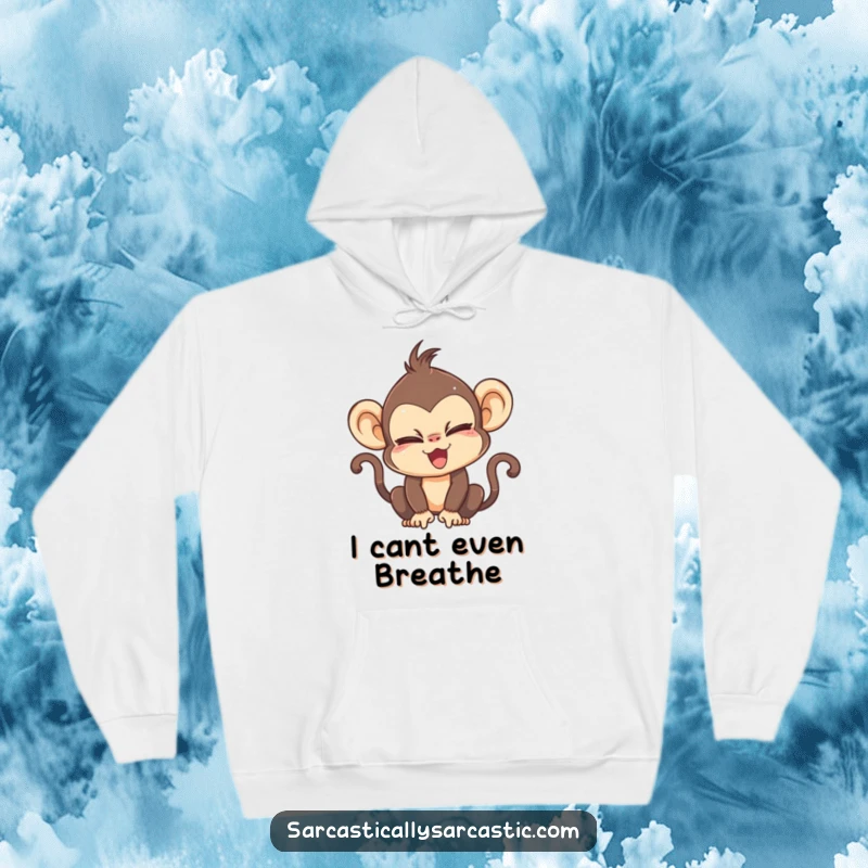Funny hoodie with a kawaii monkey dramatically rolling its eyes, conveying a sense of theatrical exasperation.