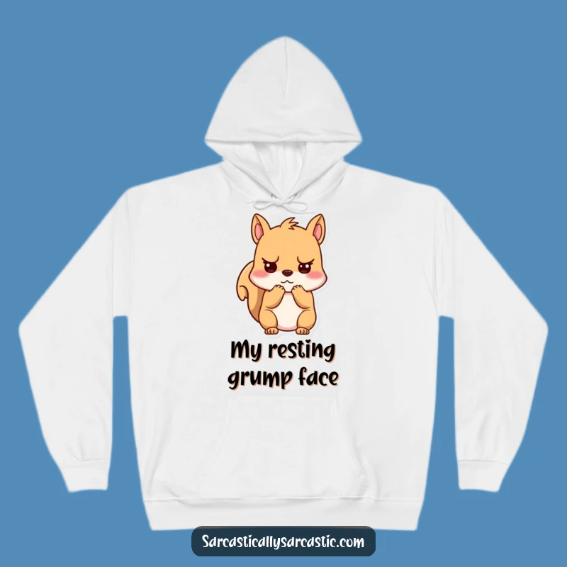 Funny Unimpressed Kawaii Squirrel Hoodie - Cozy Humor, Perfect Gift for a Grumpy Day