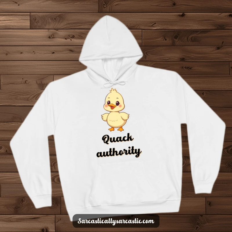 Funny duckling hoodie featuring a cozy feel and a happy, quacking character with a mischievous, knowing expression.