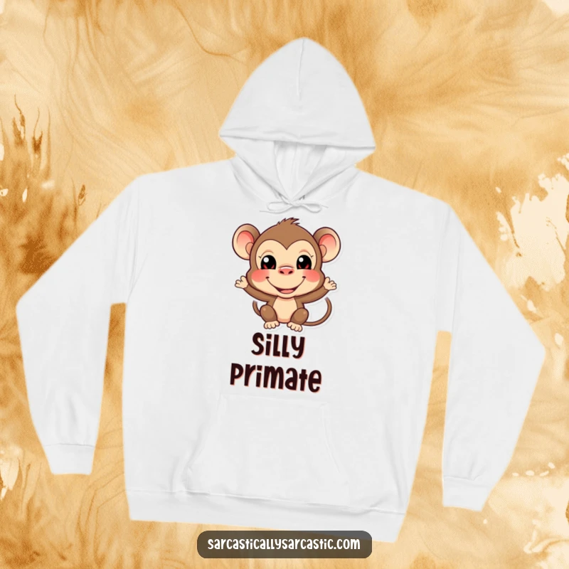 Funny monkey hoodie with a soft, warm feel and a playful primate character making an amusingly funny face.