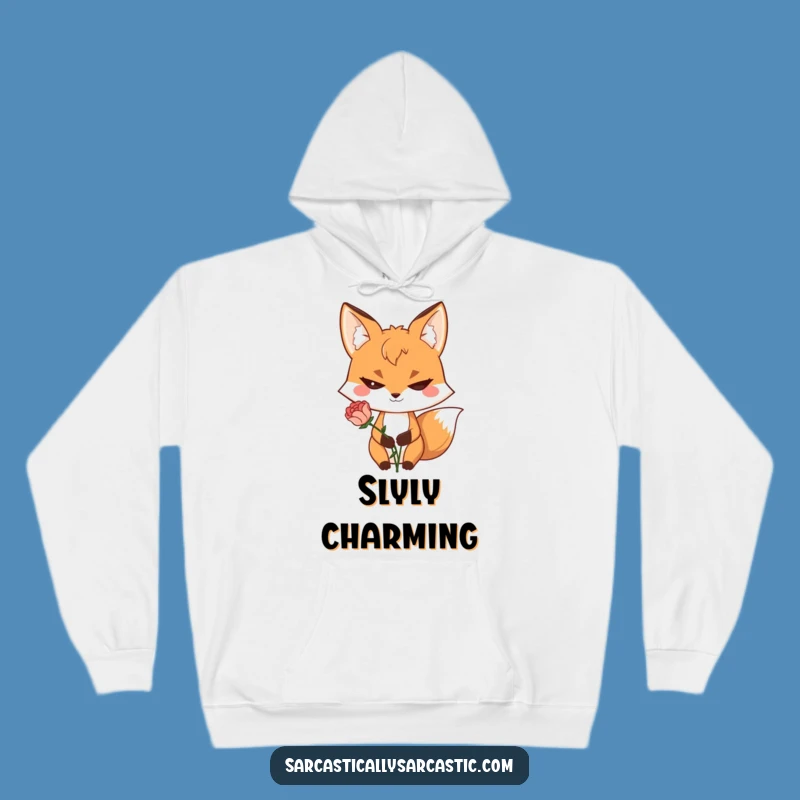 Funny Fox Hoodie - Cozy Sly Grin & Wilted Flower Sweatshirt Gift