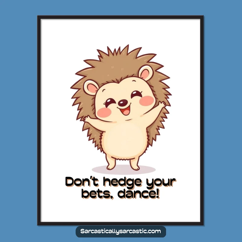 Funny Free Printable Wall Art: Happy Hedgehog Dancing Downloadable Decor