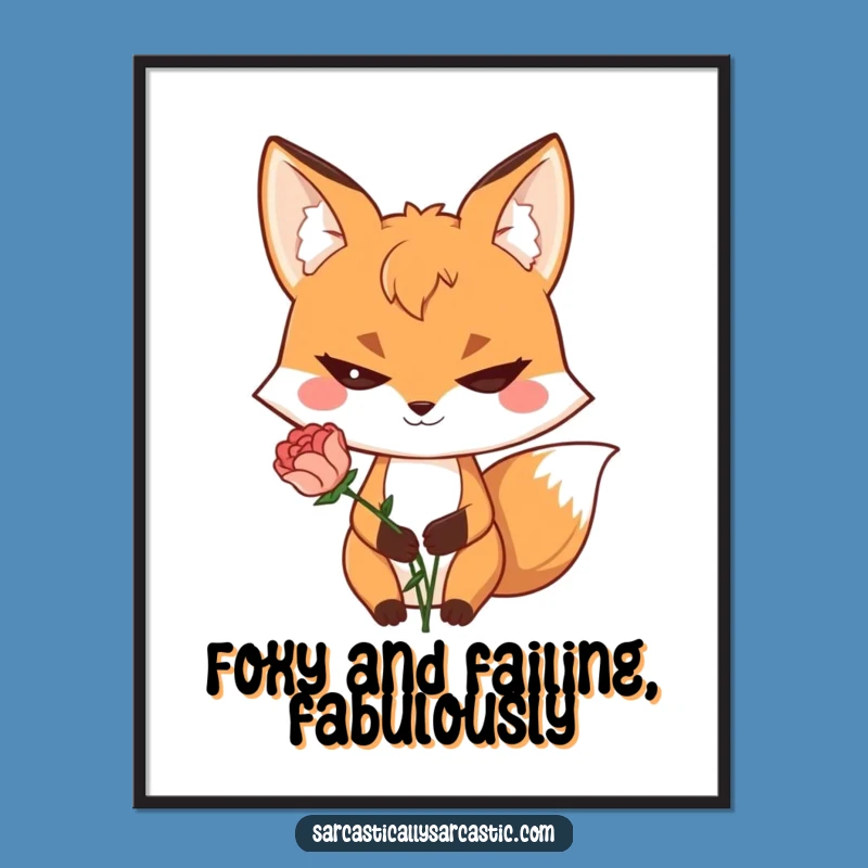 Free Printable Wall Art: Sly Fox Flower, Quirky Humorous Downloadable Decor