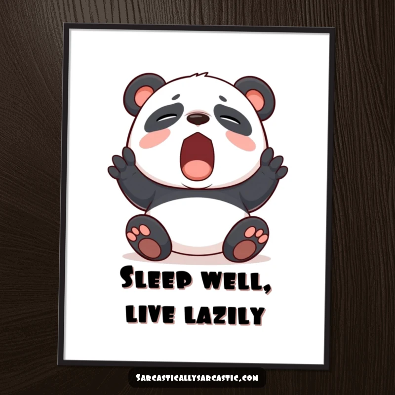Funny Free Printable Wall Art: A panda yawning widely, exuding extreme boredom, a hilarious piece for any wall.