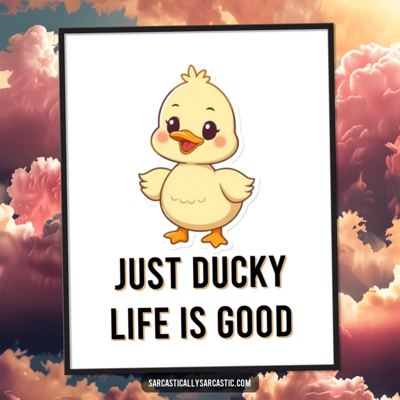 Funny Free Printable Wall Art of a duckling character quacking with a knowing look, bringing quirky charm and humor to any wall.