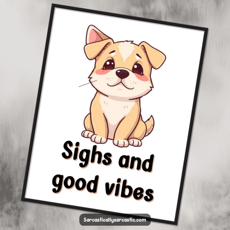 Funny Free Printable Wall Art: A dog depicted mid-dramatic sigh, looking off into the distance.