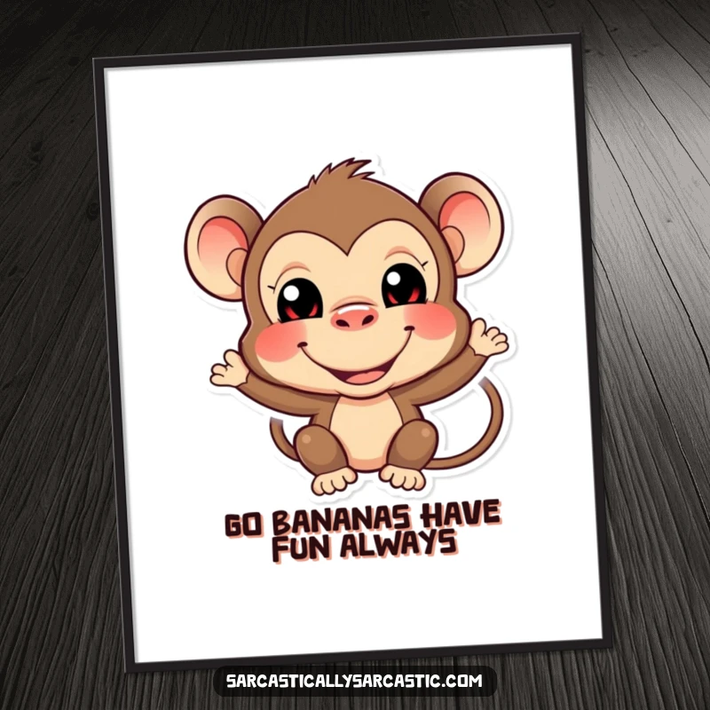 Funny Free Printable Wall Art of a playful monkey character making a goofy face, adding a touch of silliness and humor to decor.
