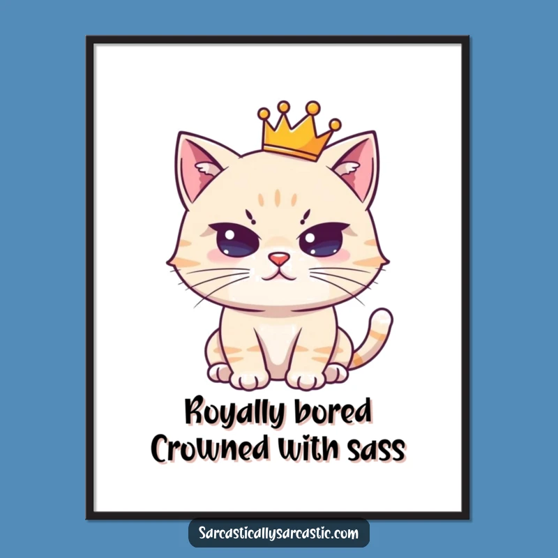 Free Printable Wall Art: Deadpan Cat King - Funny Cat Downloadable Poster Art