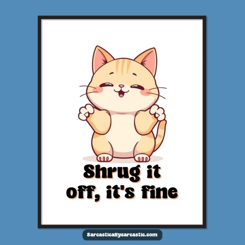 Free Printable Wall Art: Kawaii Cat Shrug - Whimsical Downloadable Decor!