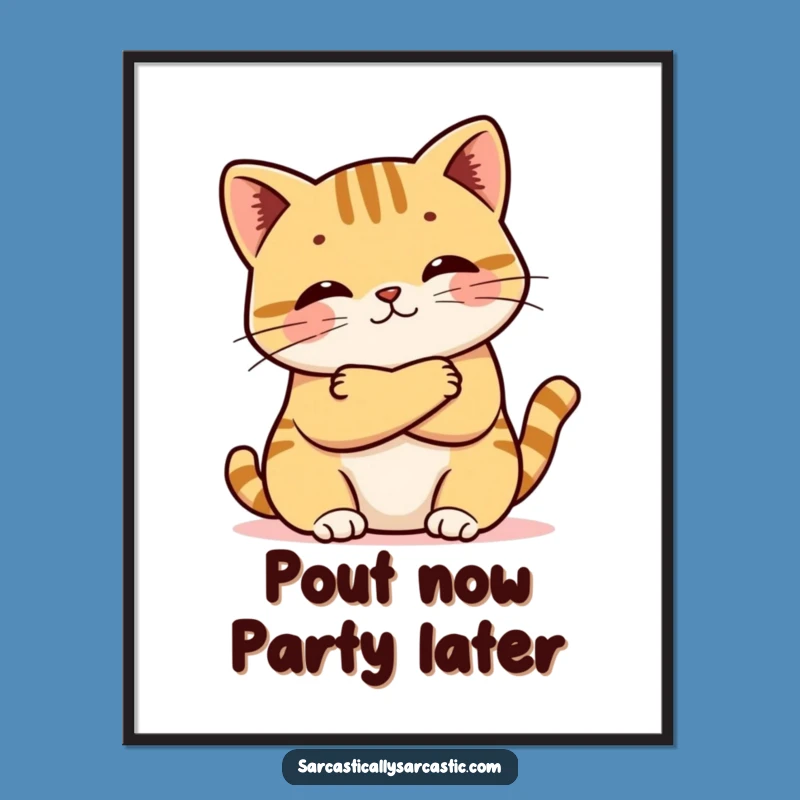 Funny Downloadable Art: Kawaii Cat Pout, Free Printable Wall Decor Gift