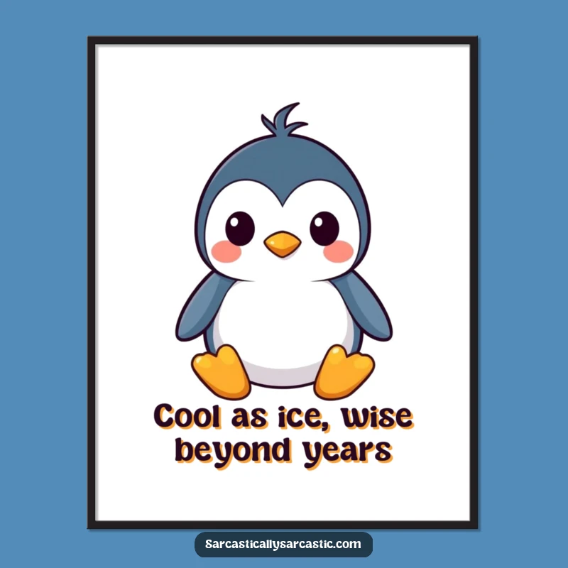 Funny Free Printable Kawaii Penguin Wall Art - Stoic Character Downloadable Decor