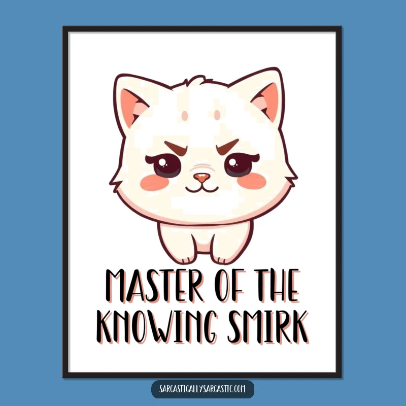 Free Printable Wall Art: Kawaii Cat Smirk for Funny Downloadable Decor
