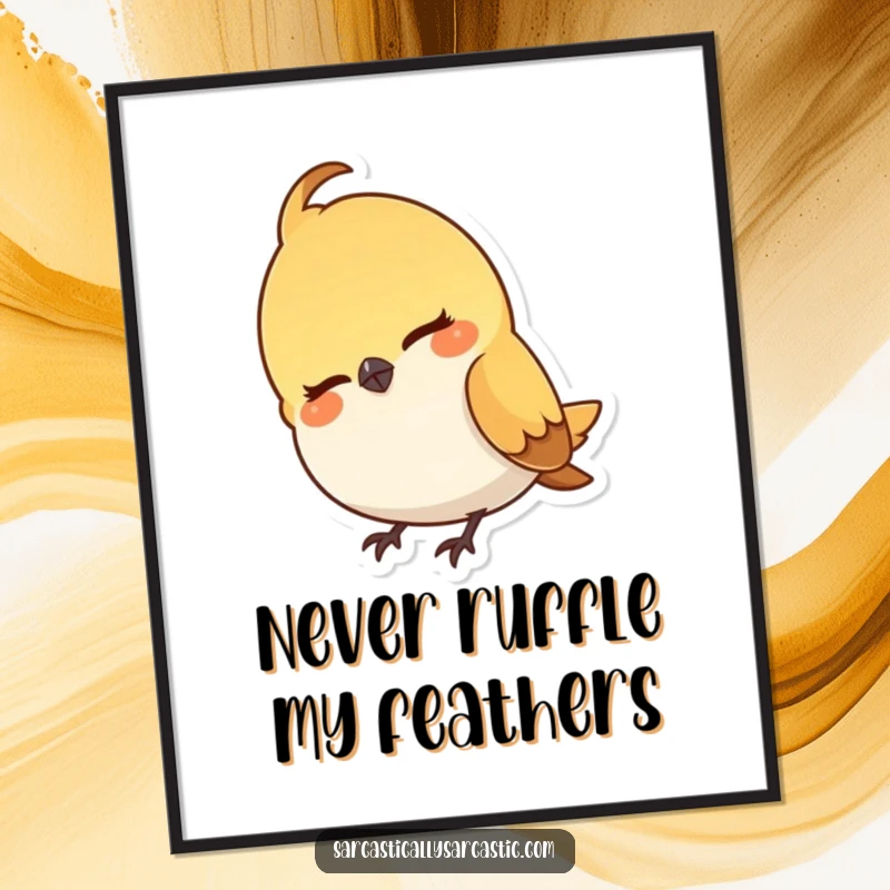 Funny Free Printable Bird Wall Art: A small bird with a knowing smirk, cocking its head in a curious, amusing pose.