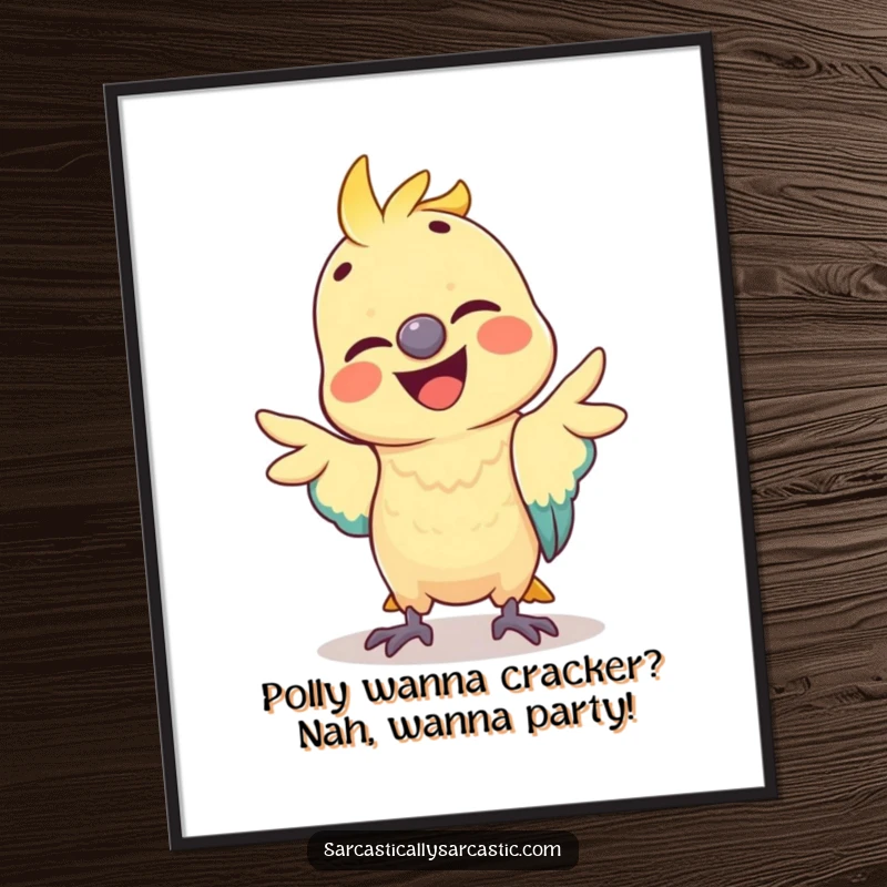 Funny Free Printable Wall Art of a parrot masterfully mimicking a ludicrous gesture, adding humor to any room.