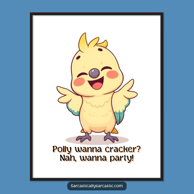 Funny Free Printable Wall Art: Parrot Mimicking Gesture Humorous Downloadable Home Decor